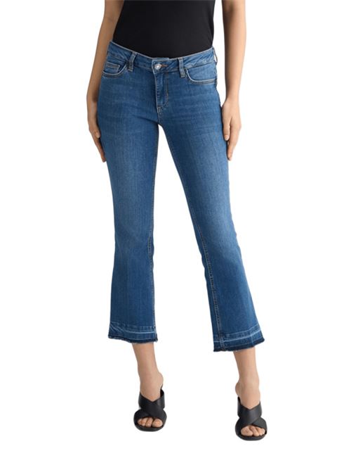 jeans donna bootcut orlo sfrangiato cotone stretch denim scuro LIU JO | UA5022-D023678857
